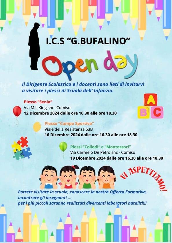 Locandina dell'Open day della Scuola dell'Infanzia